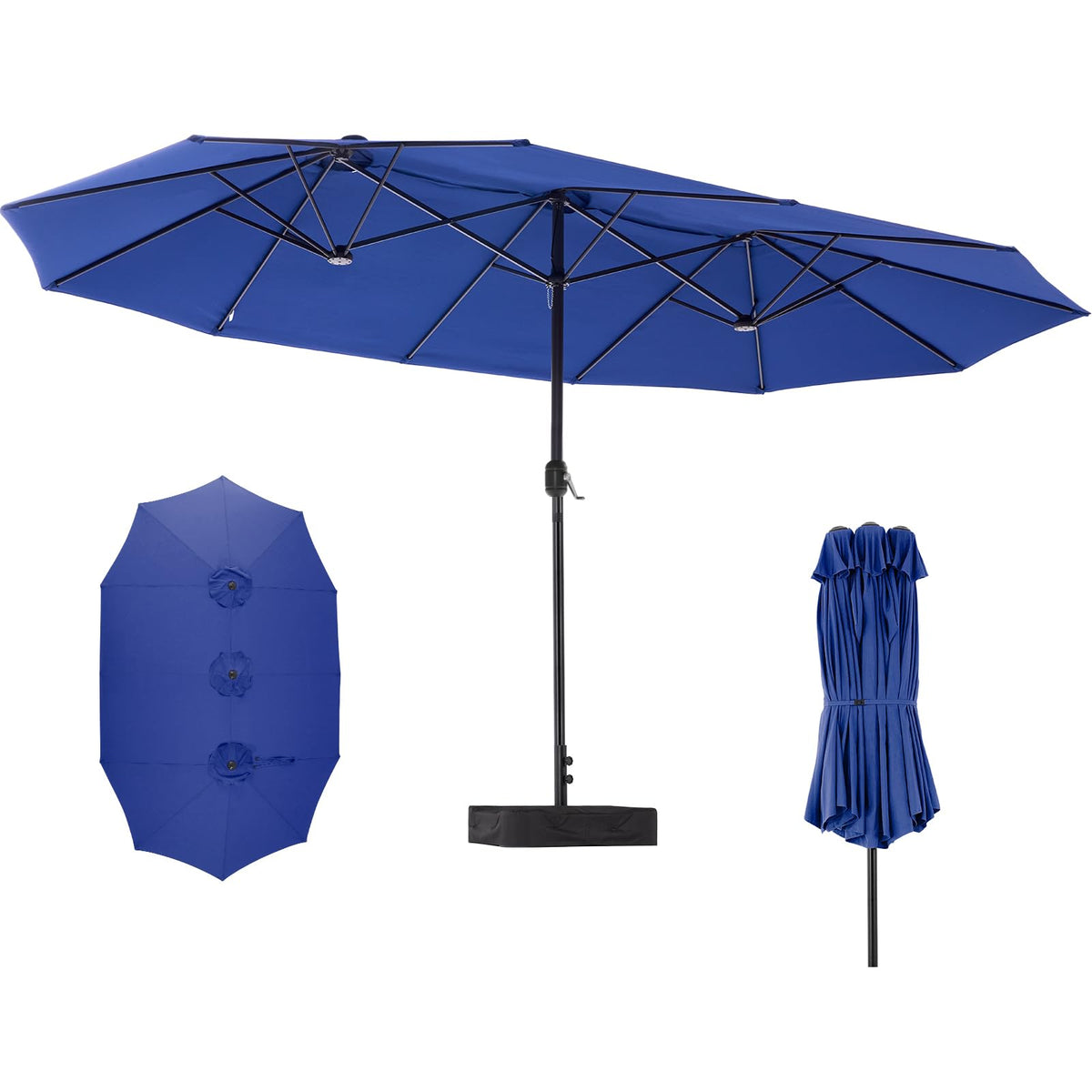 DUMOS 15ft rectangle umbrella top view shows wide shade for outdoor gatherings.