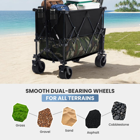 DUMOS all-terrain wheels with 360-degree swivel for varied surfaces