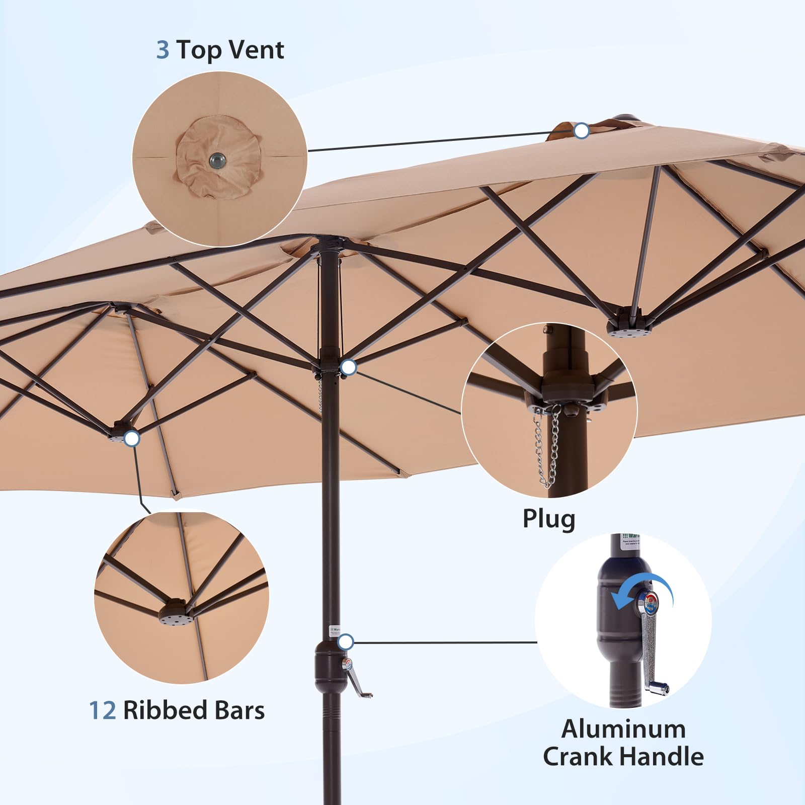 DUMOS canopy made of 180g polyester with UV50+ protection keeps colors vibrant