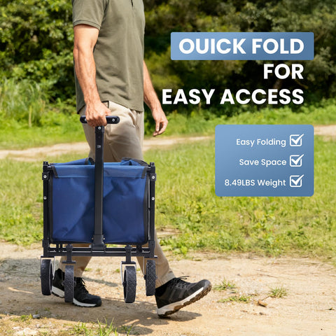 DUMOS oxford-fabric wagon withstands weather and wear during outdoor adventures.