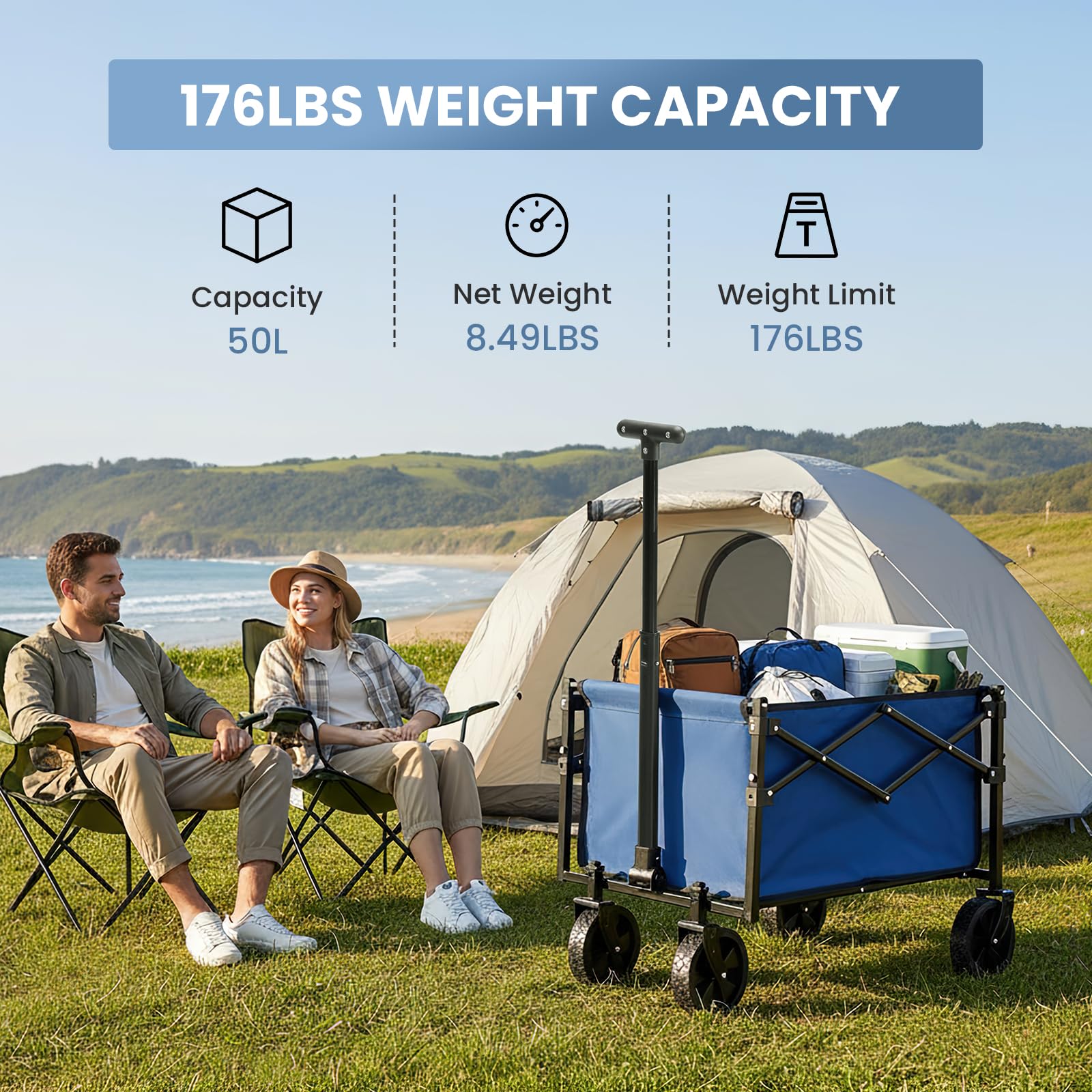 DUMOS terrain-use wagon handles camping and grocery runs with ease.