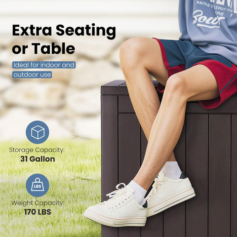 DUMOS deck box assembly snaps together without tools.