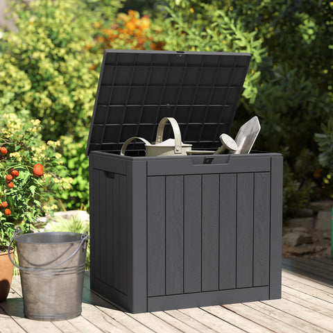 DUMOS deck box quick-assembly snaps together in minutes.