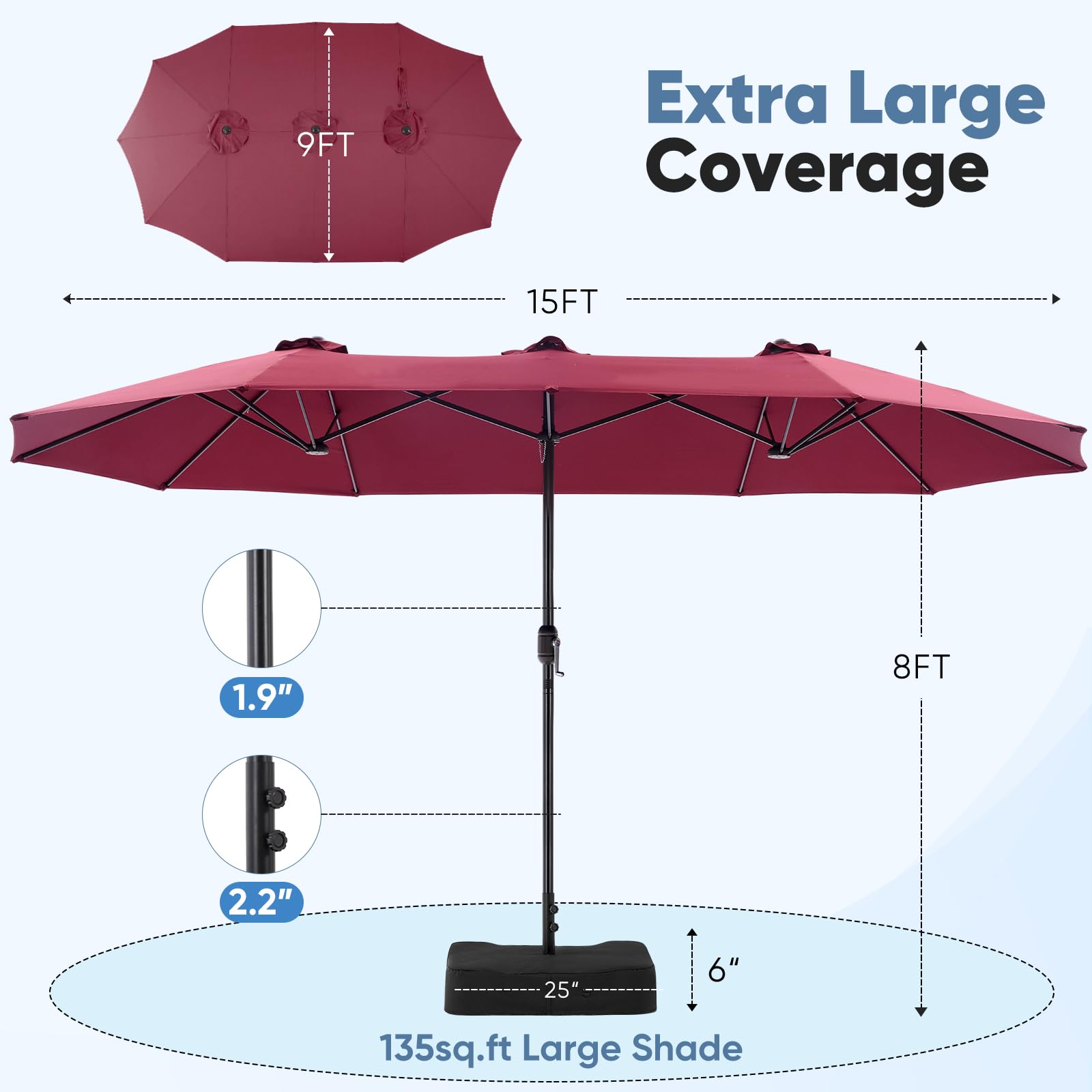 DUMOS sturdy iron frame resists rust for long lasting outdoor use
