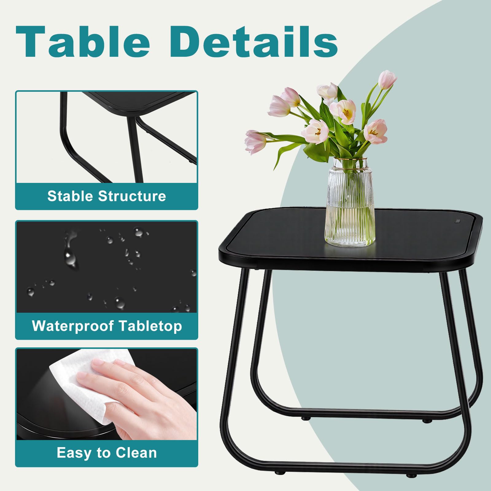 DUMOS breathable Textilene seating stays cool in sun-filled outdoor moments.