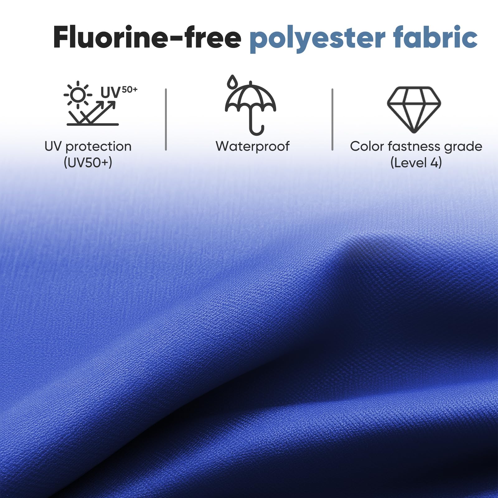 DUMOS 180g polyester fabric with UV50+ protection for sun shading.