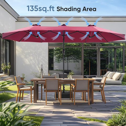 DUMOS vented top design provides stability and wind relief for outdoor shade