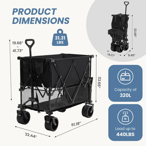 DUMOS wagon with water-resistant 600D Oxford fabric in outdoor use