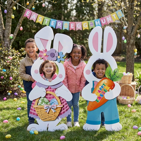 Dunfack backyard Easter decor yard sign set creates cheerful garden vibes.