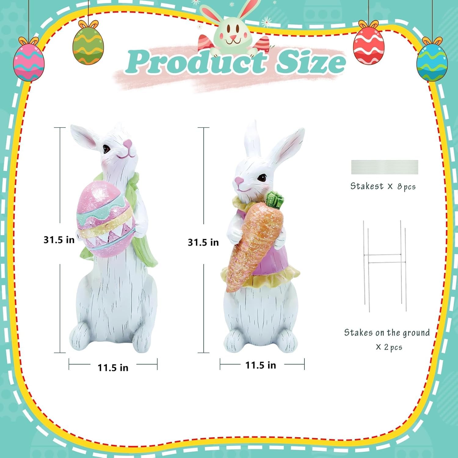 DUNFACK Two-piece Easter set creates welcoming garden displays.