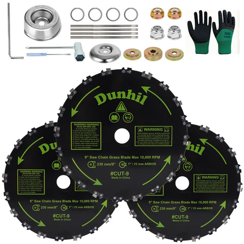 Dunhil 3-pack 9-inch brush cutter blades ready for tough yard work.