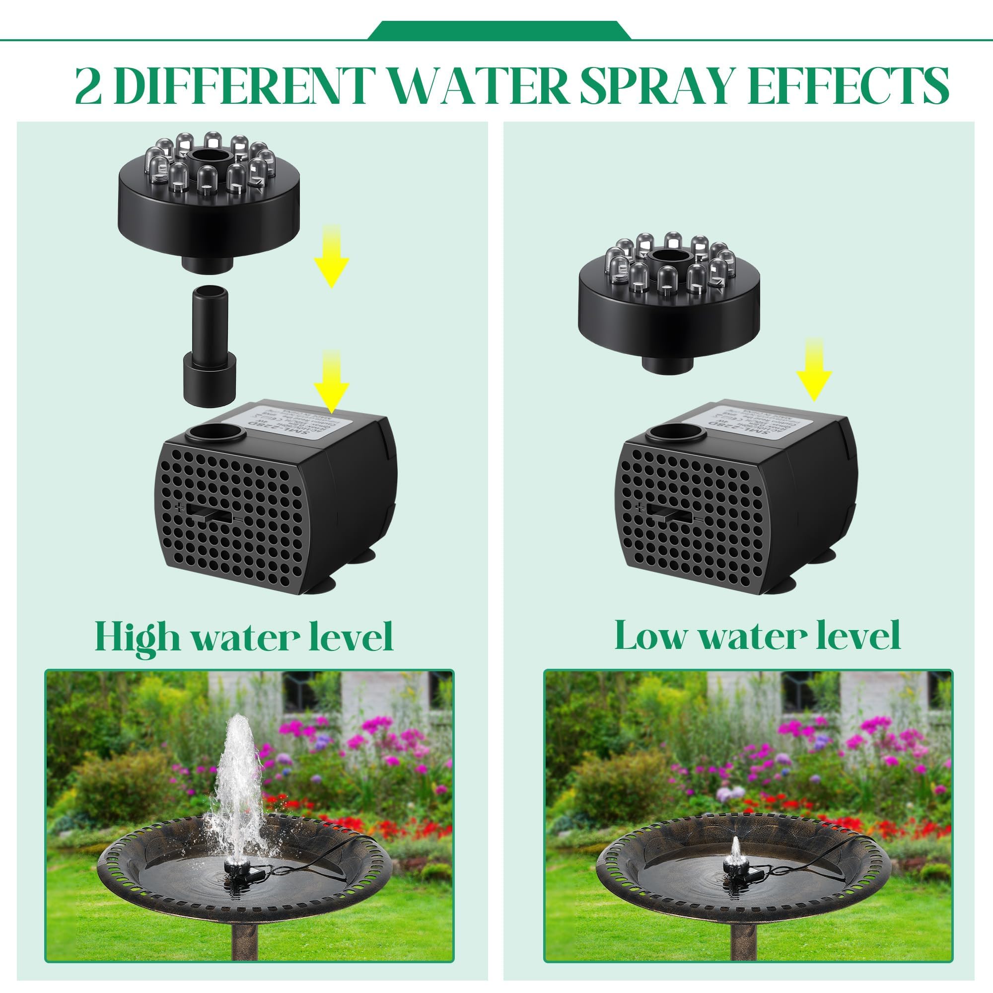 Dunkive cool white LED lighting creates a bright, elegant fountain glow.