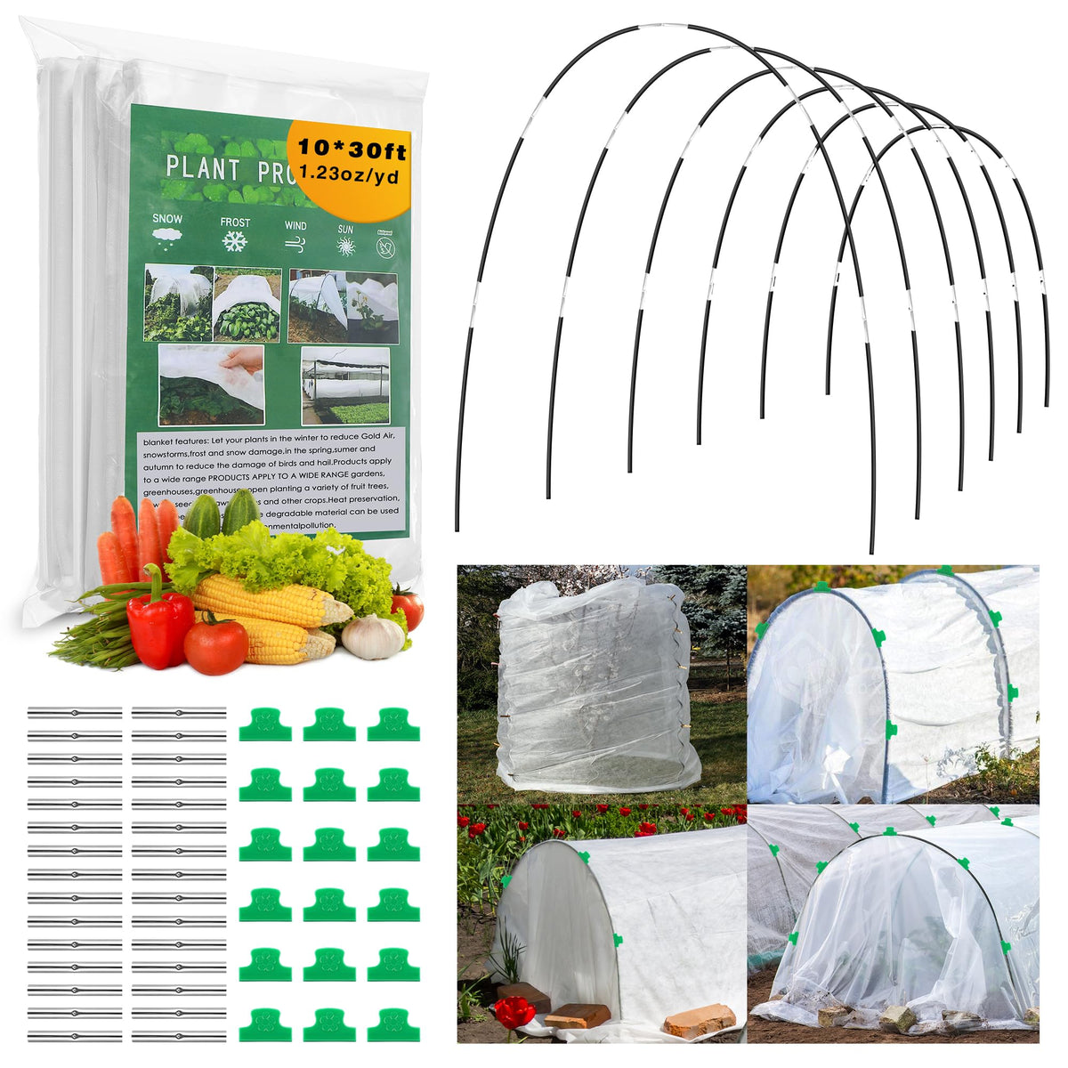 Dunkive garden hoops assembled on a raised bed for frost protection