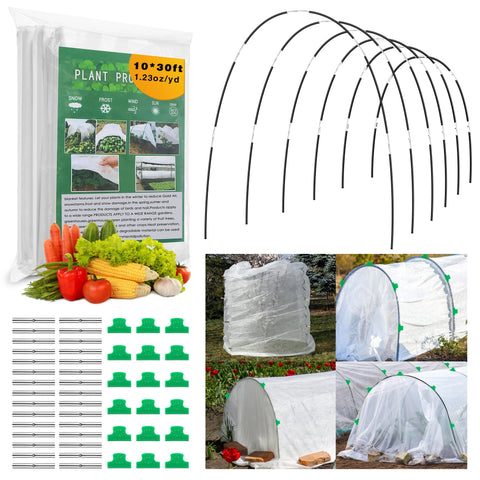 Dunkive garden hoops assembled on a raised bed for frost protection