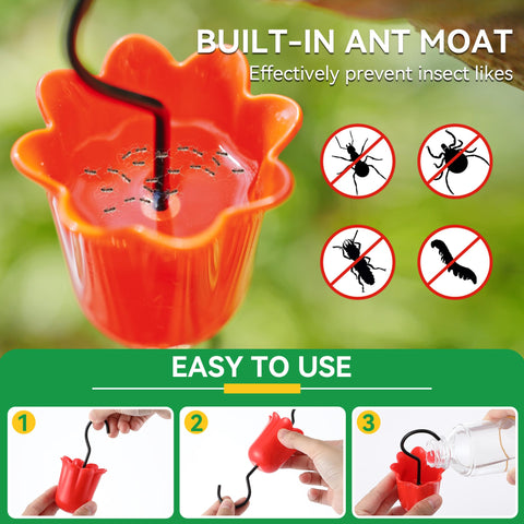 Detachable plastic bowl on a Dunkive oriole feeder for easy cleaning