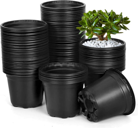DUNPUTE 120-pack 5-inch nursery pots with drainage for seedling start.