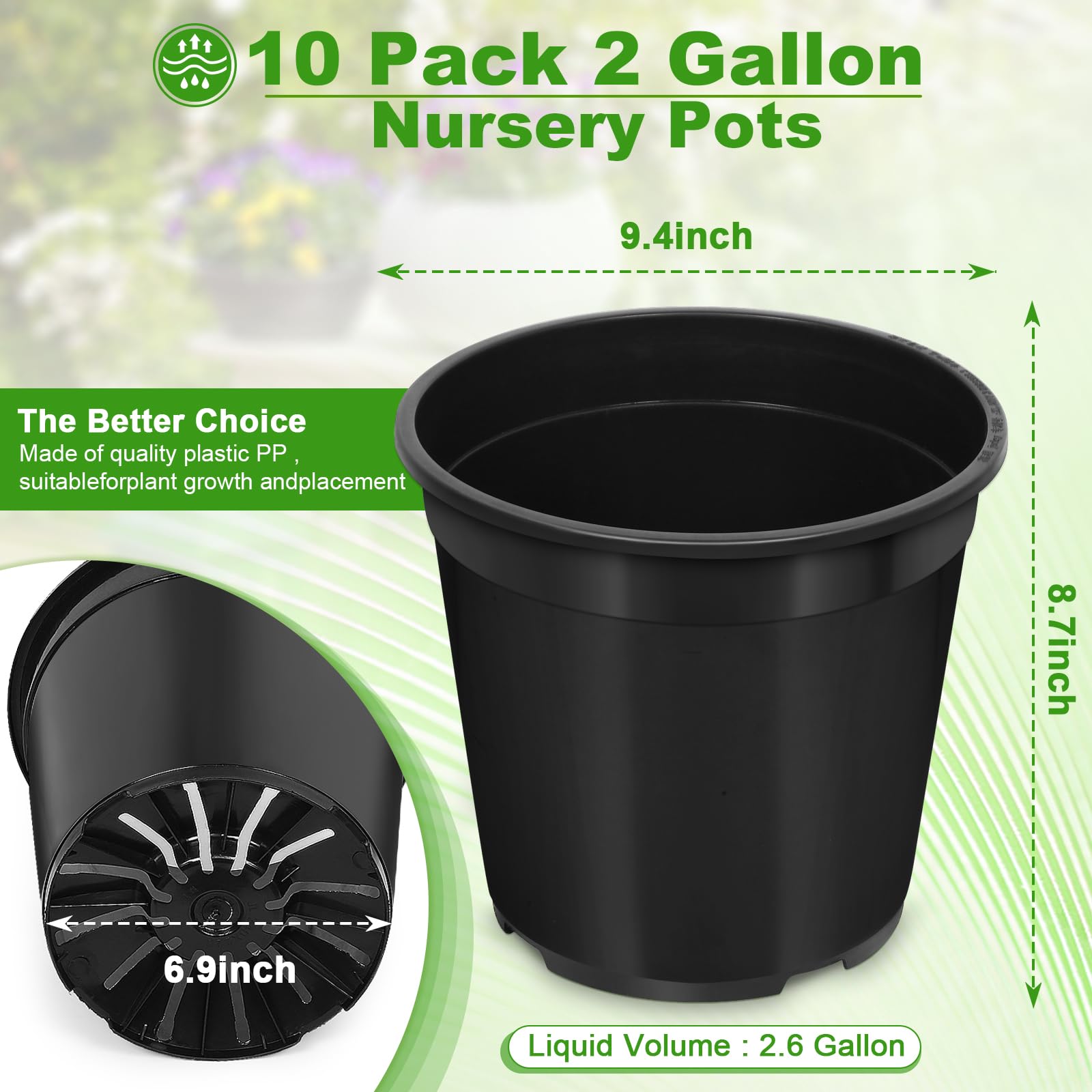 DUNPUTE 2-Gallon pot showing drainage holes to manage moisture.
