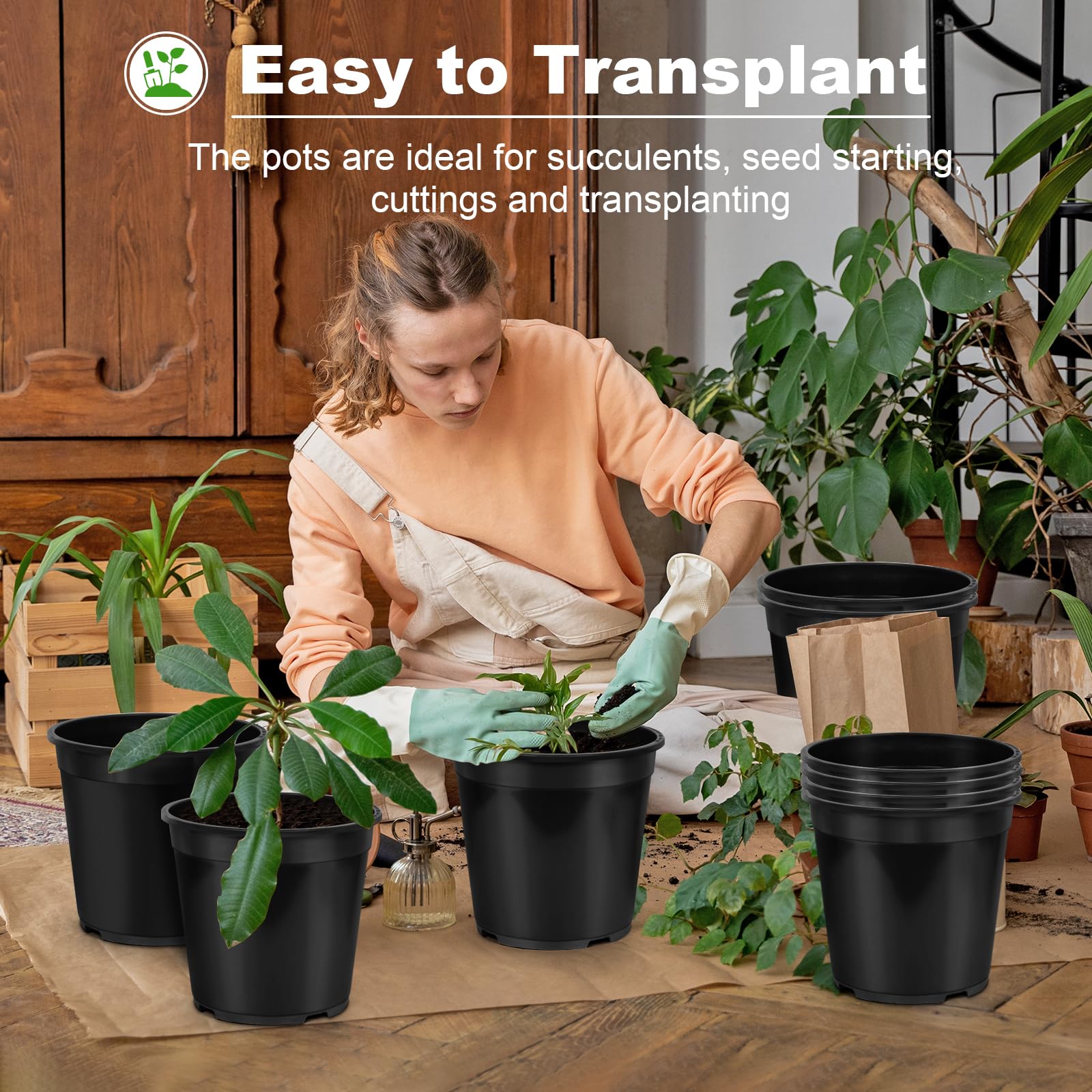 DUNPUTE 2-Gallon pot multi-size pack supports scalable planting setups.
