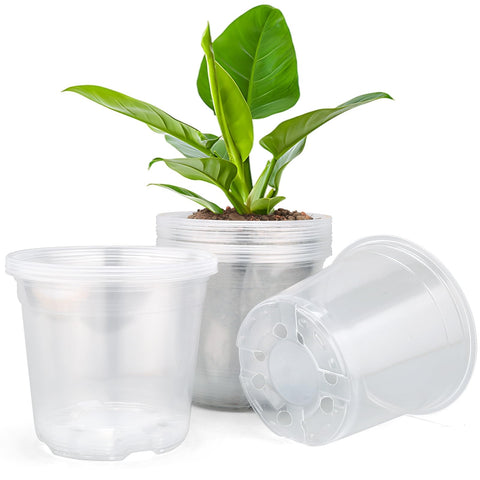 DUNPUTE 7-inch clear nursery pot stackable for seedling growth