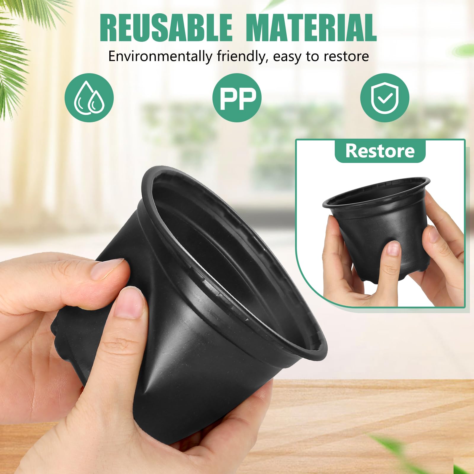 DUNPUTE lightweight, durable plastic pots for easy transport.