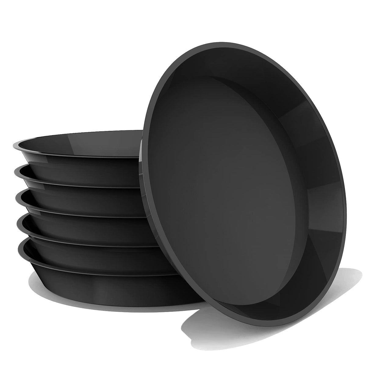 DUNPUTE 12-inch plant saucer top view, sturdy plastic tray for pot drainage.