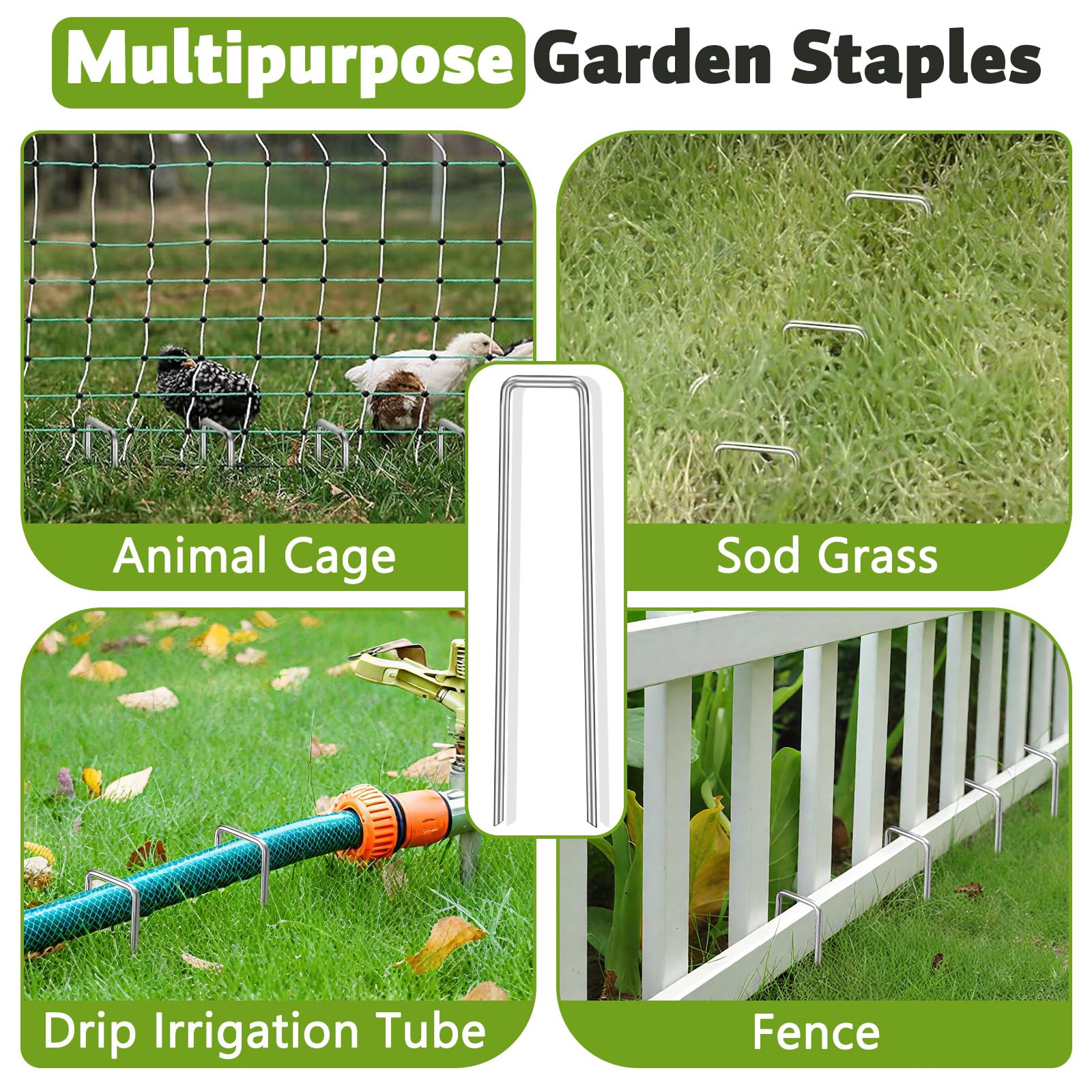 DUNPUTE deep-penetration stake stabilizes lawn fabrics and ground coverings.