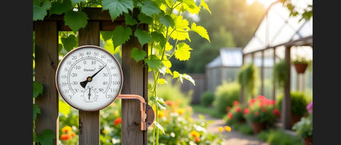DUNUO decorative brass thermometer adds vintage charm to a garage or workspace.