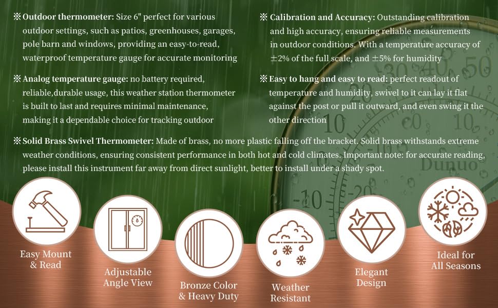 DUNUO window thermometer design for stylish outdoor display.