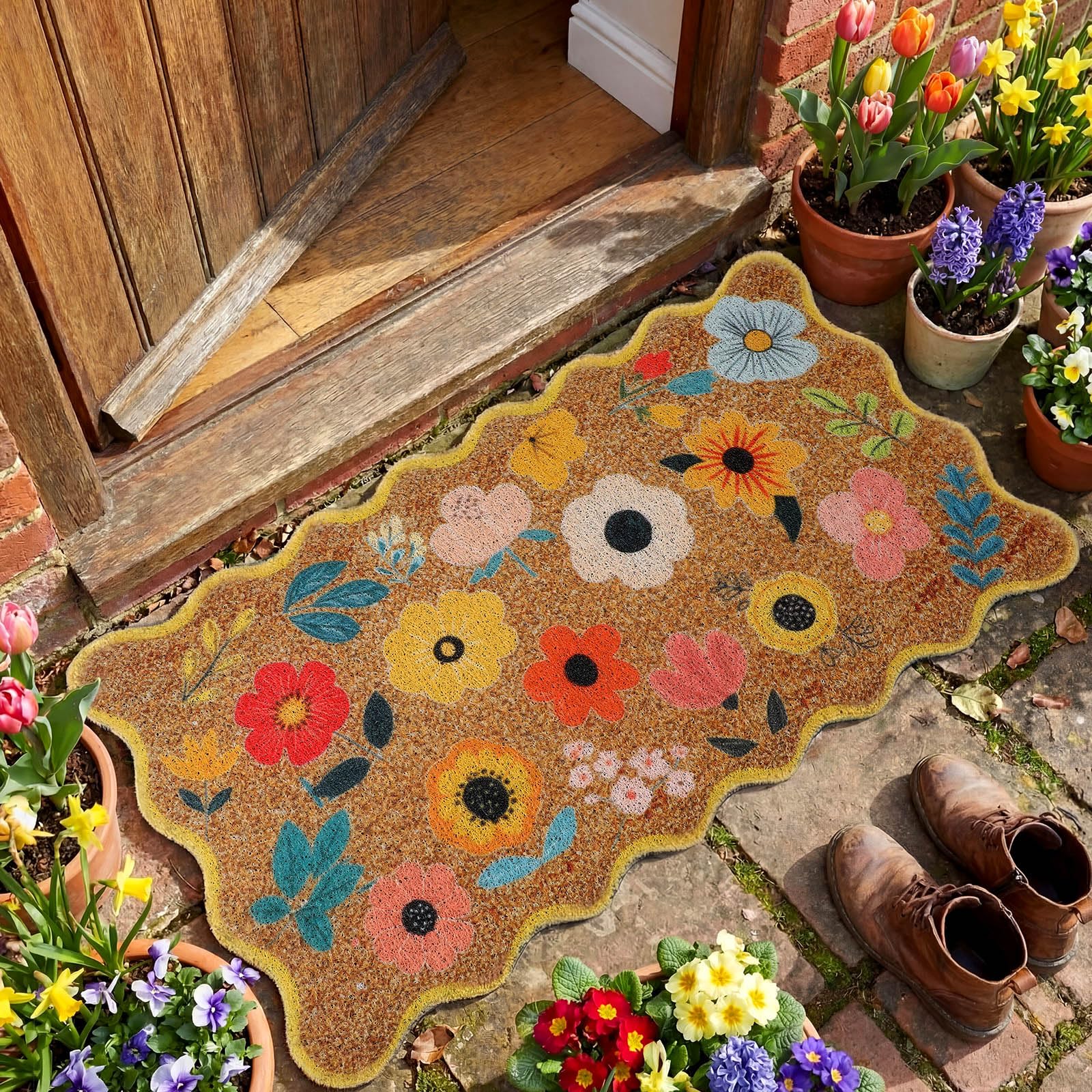 Dunzy 16.5 x 30 inch mat fits standard doorways and traps dust effectively.