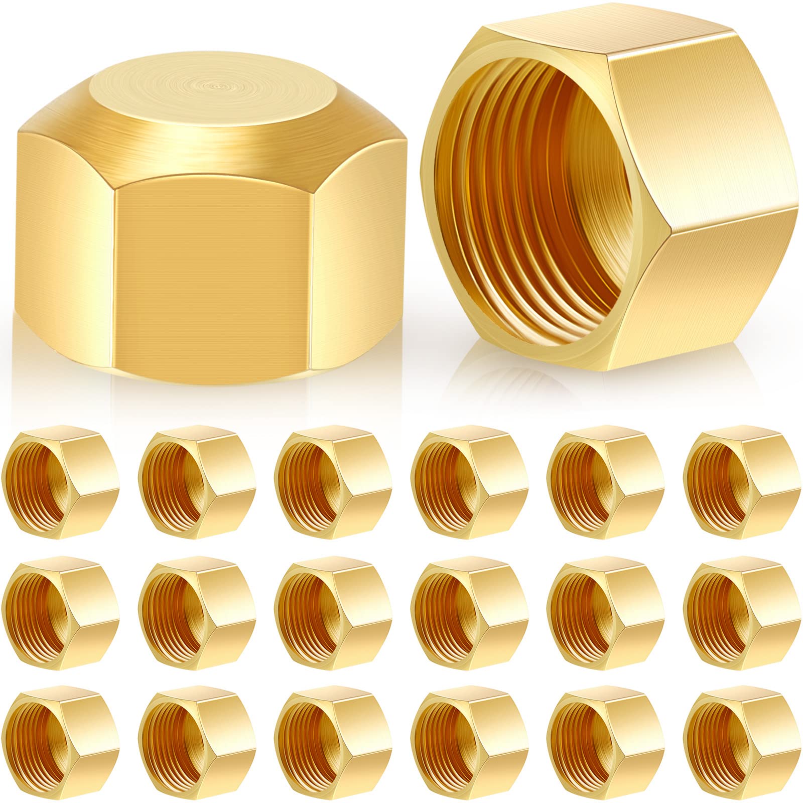 Dunzy brass compression cap 3/8-inch seals drain pipes securely.