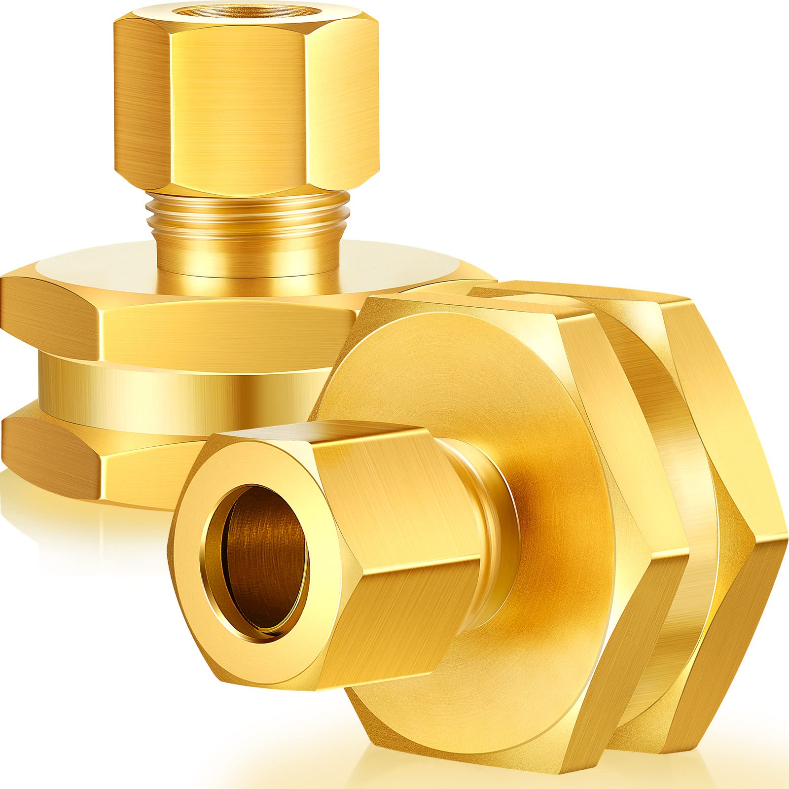 Dunzy brass hose adapter with 3/8 to 3/4 inch female ports and hex heads