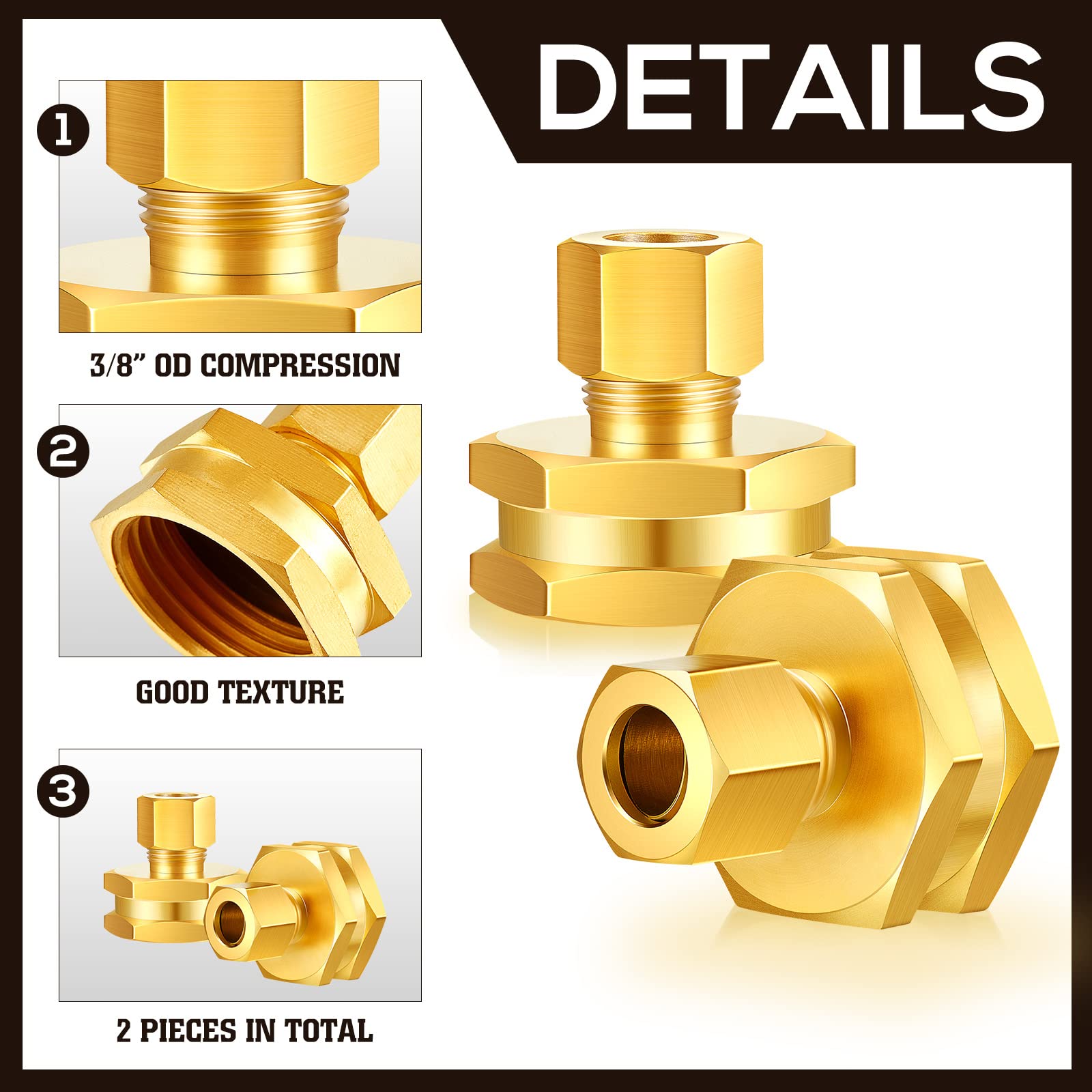 Dunzy brass adapter with leak-resistant threads for durable hose connections