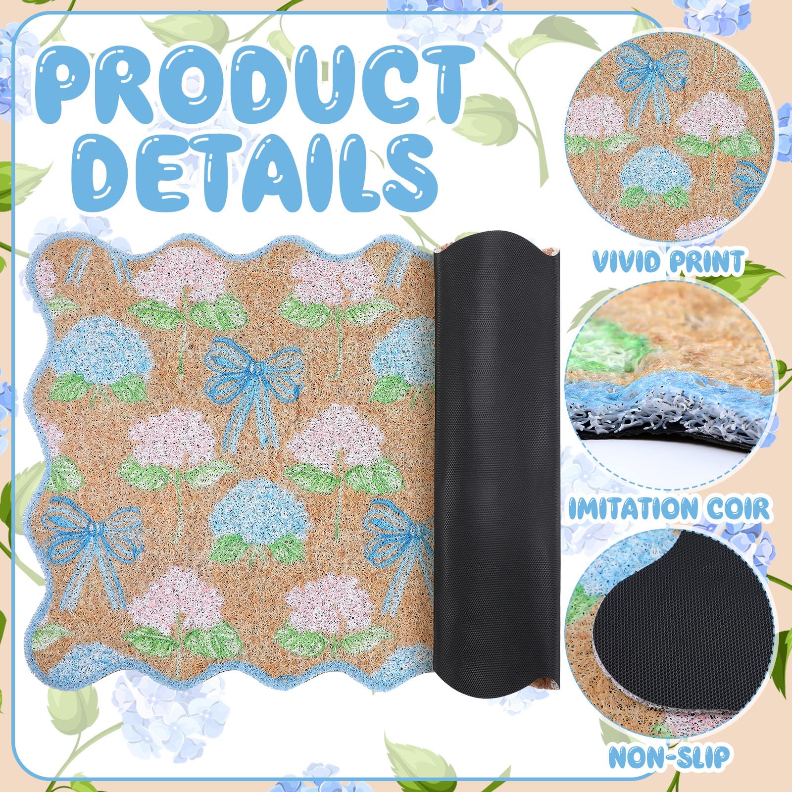 Dunzy coir surface with rubber backing resists slips at busy entryways.
