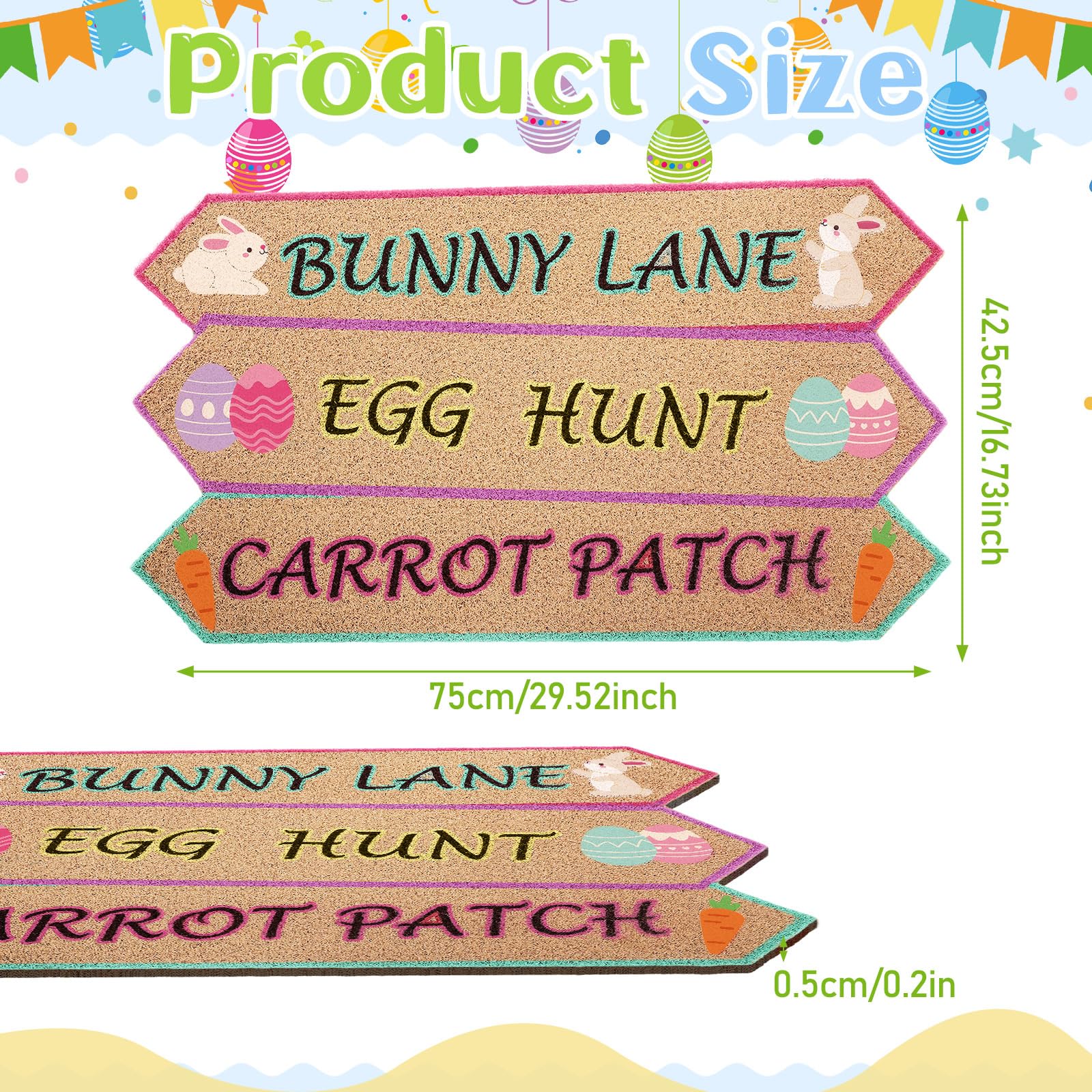 Dunzy Easter coir doormat features bunny design for entryways.