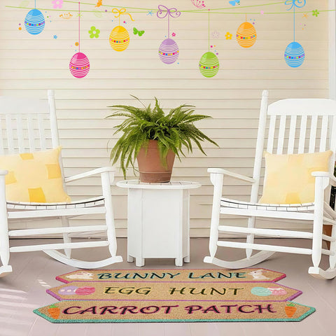 Dunzy Easter coir doormat for living room decor with Easter charm.