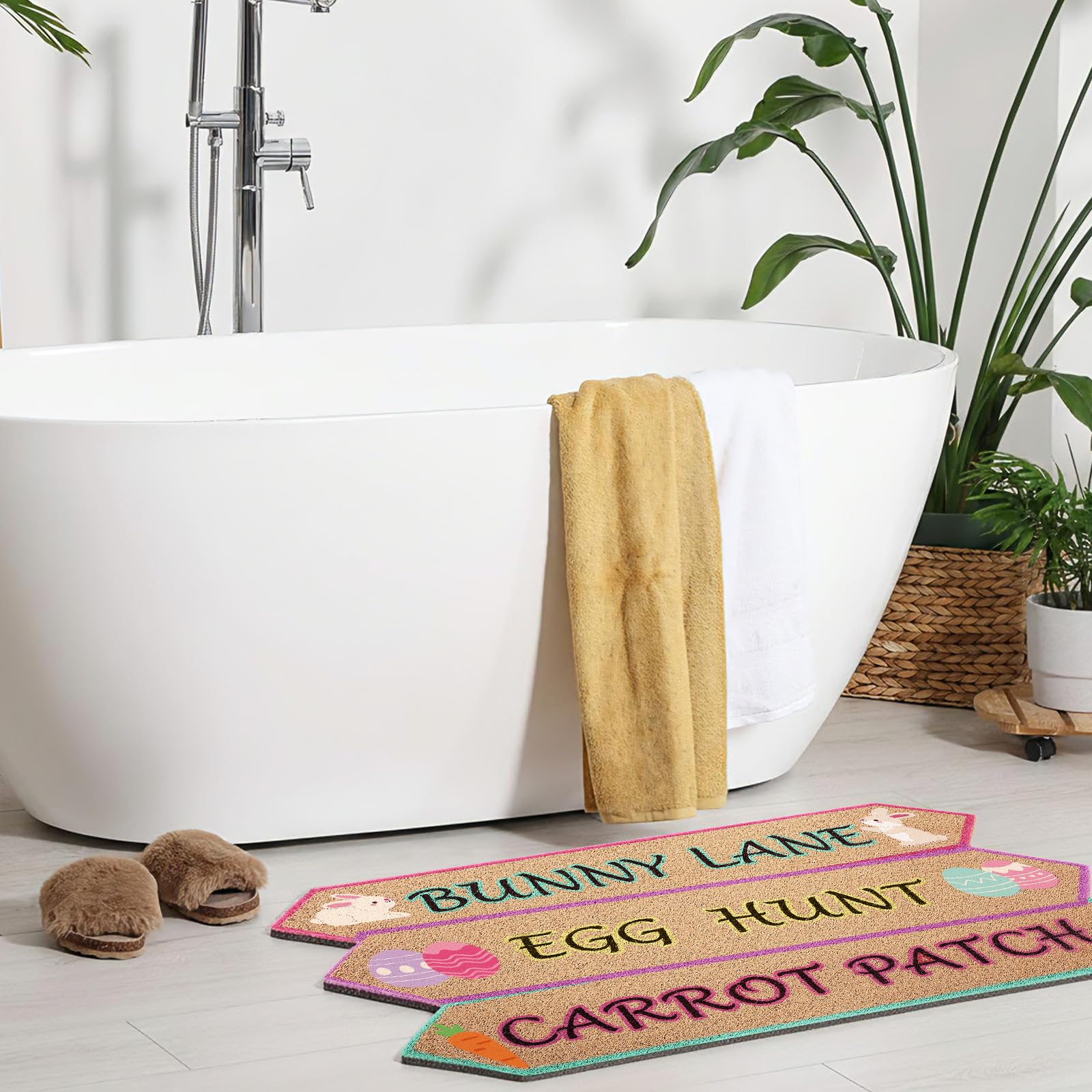 Dunzy Easter coir doormat for outdoor porch welcoming guests.