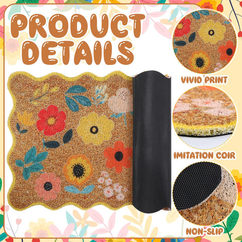 Dunzy faux coir door mat with non-slip rubber backing for stable placement.
