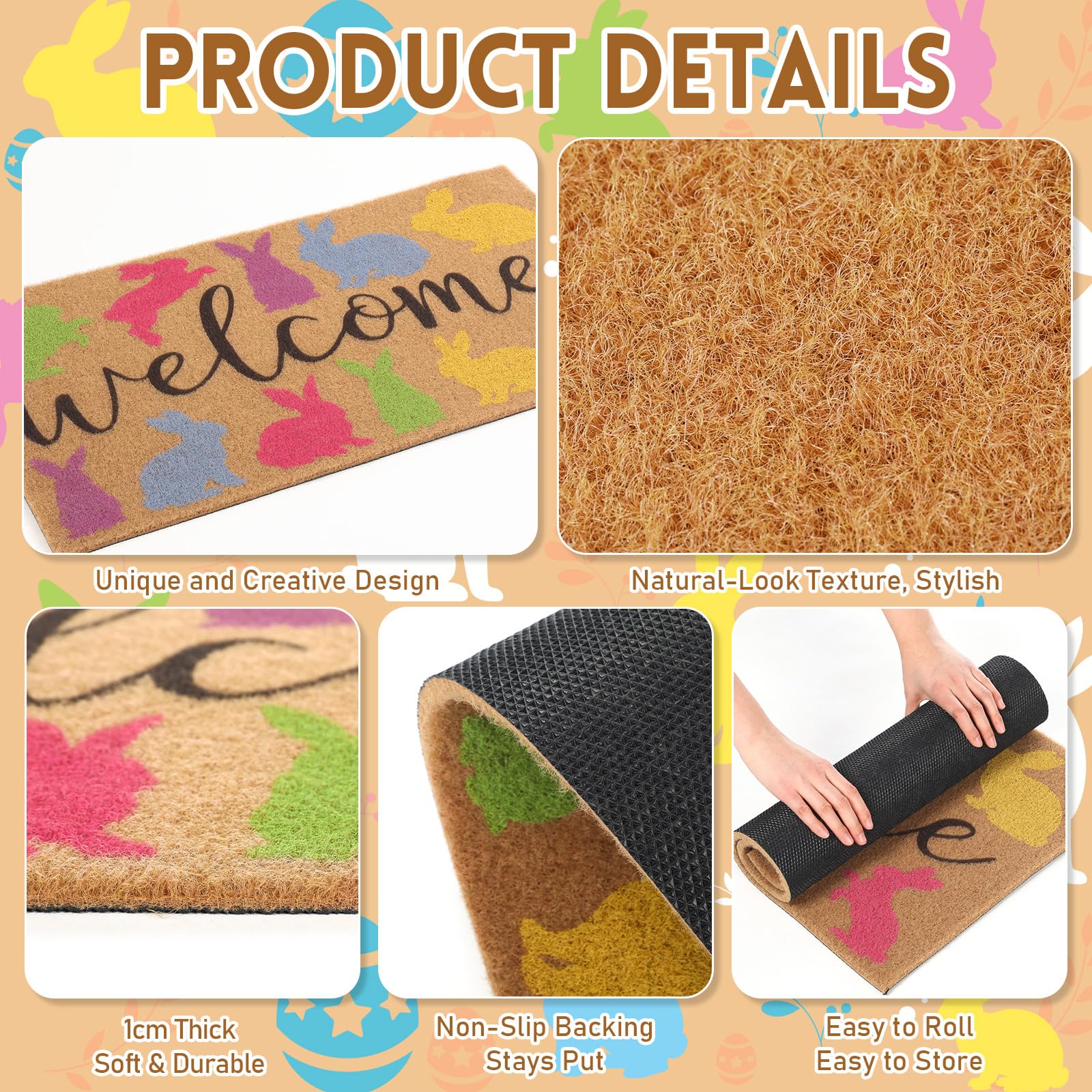 Dunzy non-slip textured surface on a doorway mat for safety.