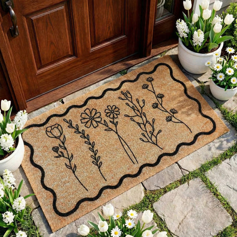 Dunzy Rubber-Backed Waves Mat provides secure grip on indoor and outdoor entryways.