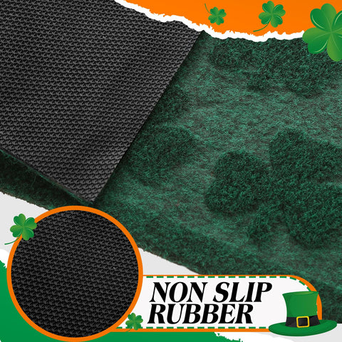 Dunzy green shamrock mat illustrating anti-slip ergonomic design at doorway