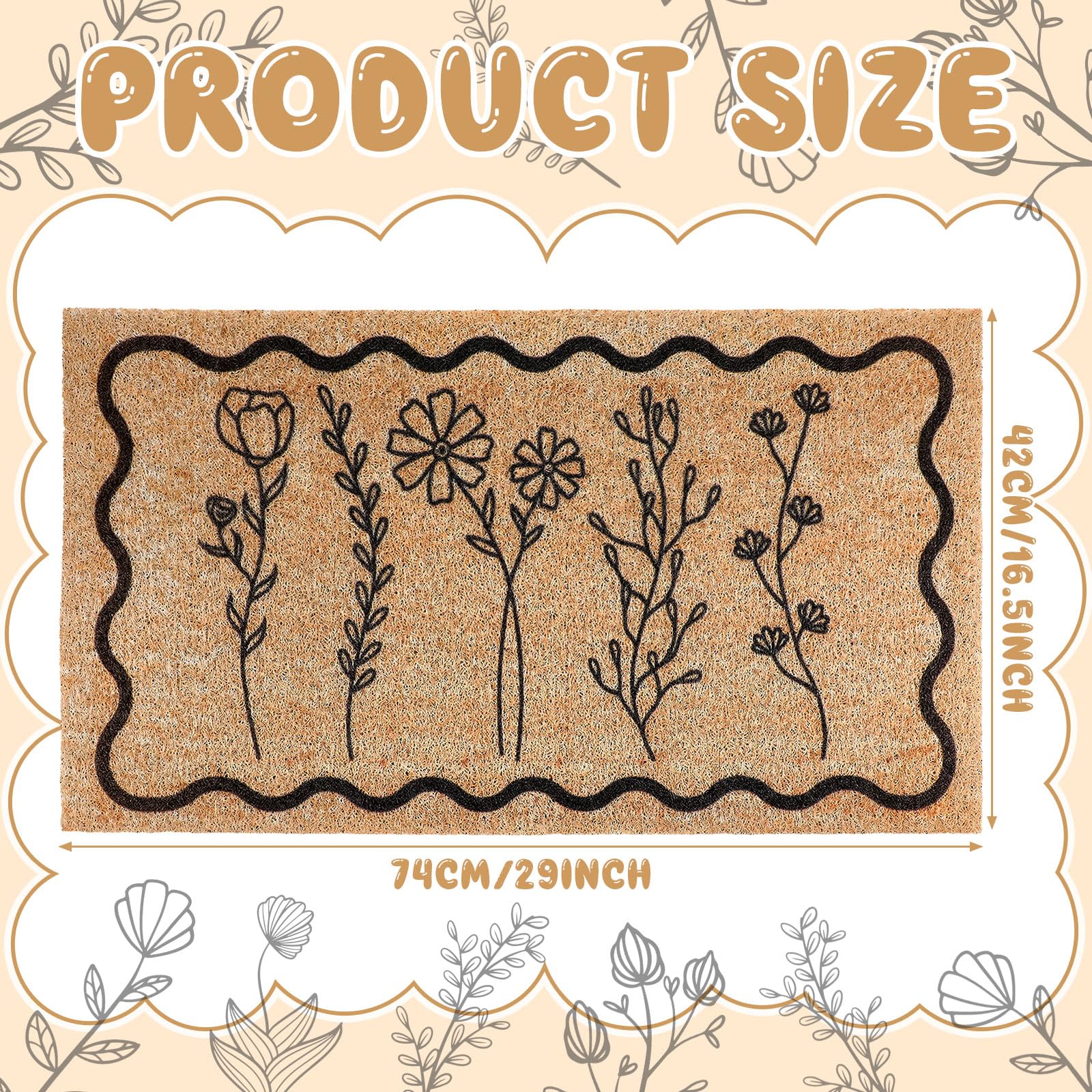 Dunzy Wildflower Coir Doormat texture highlights natural charm while trapping dust at the entrance.