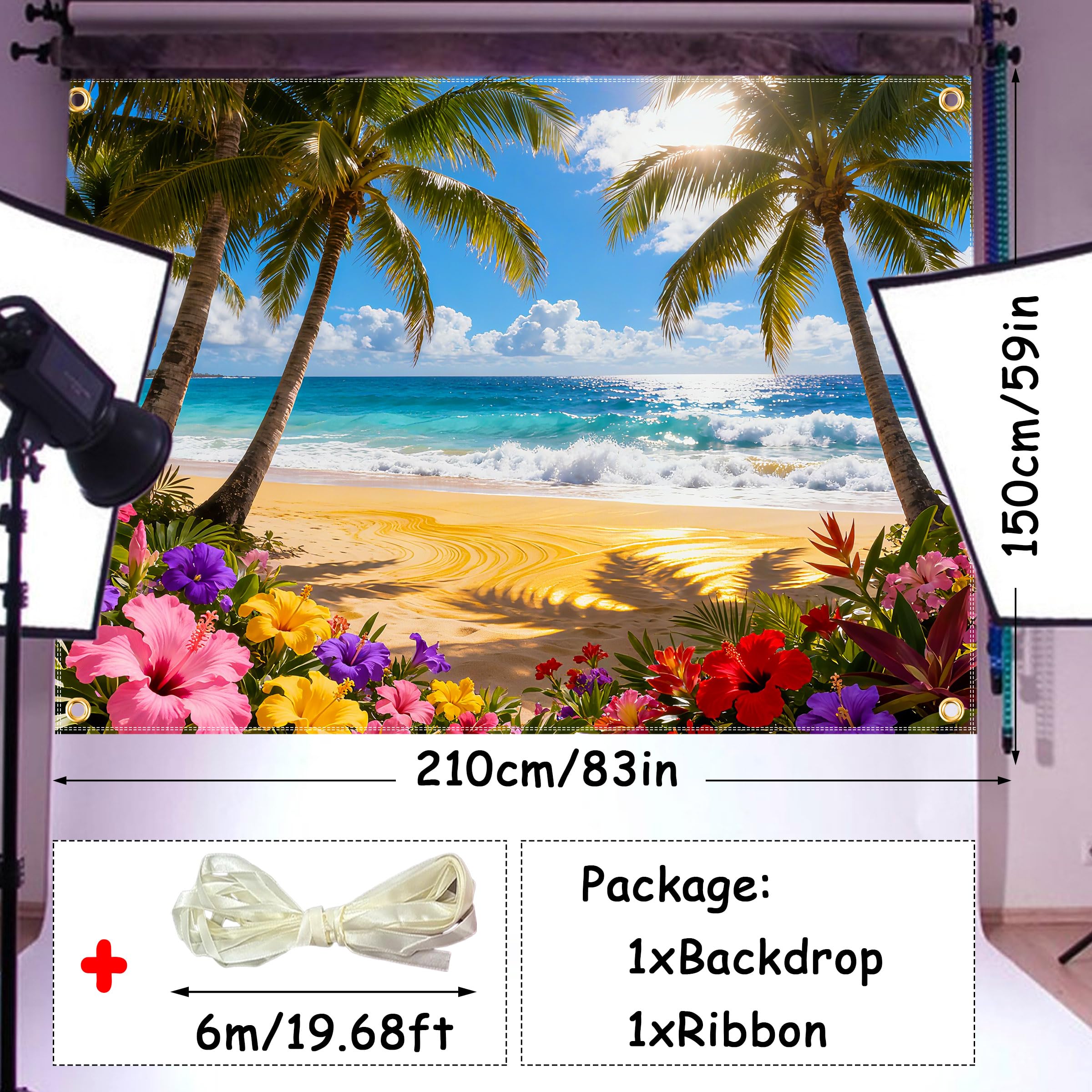 Duoduobuy tropical backdrop with hibiscus flowers enhances summer birthday shoots.