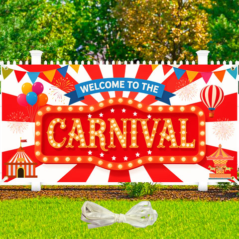Duoduobuy carnival backdrop banner with bold red circus tents for photo backdrops.