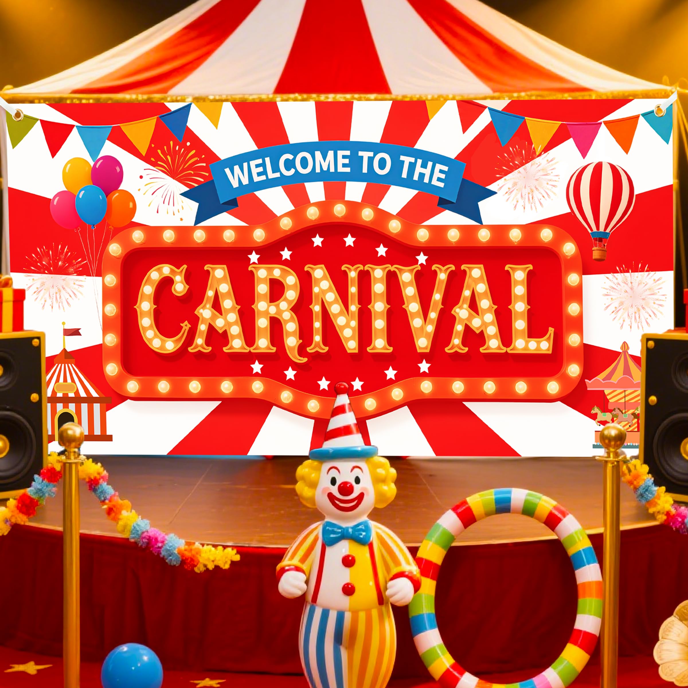 Duoduobuy carnival backdrop banner with balloon illustrations ideal for celebrations.