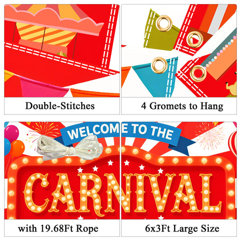 Duoduobuy carnival backdrop banner features confetti patterns for party decor.