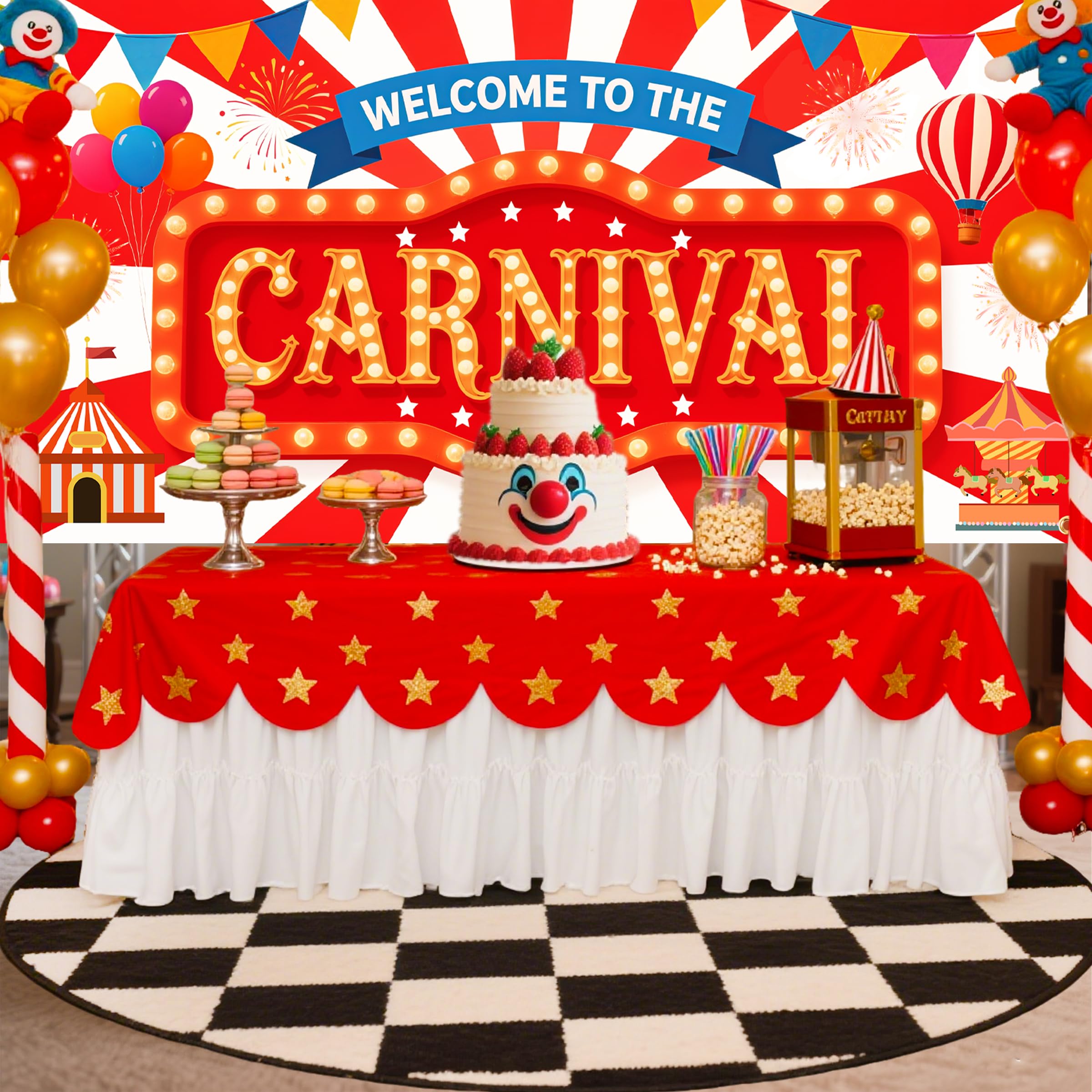 Duoduobuy carnival backdrop banner includes 6m rope for easy hanging.