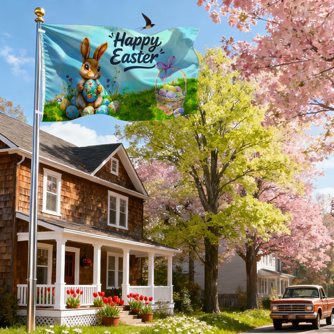 Duoduobuy Easter flag measuring 150x90 cm fits standard flag poles