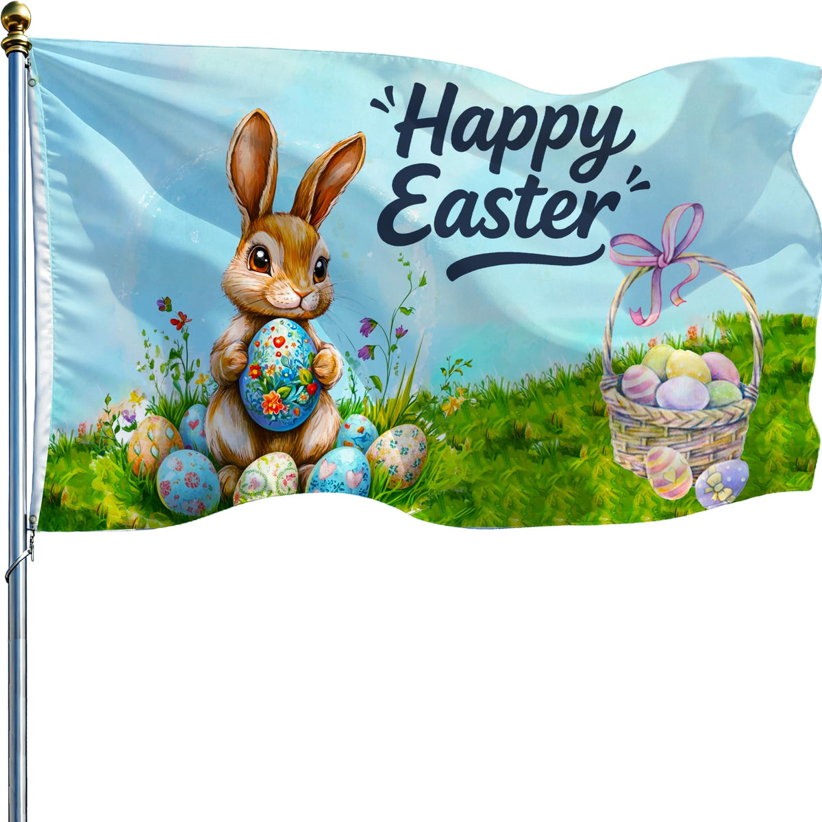 Duoduobuy Easter flag with double-sided print for outdoor visibility
