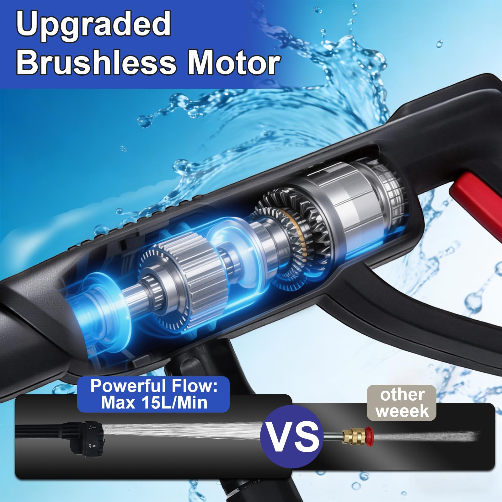 Duoguto brushless motor delivers strong, quiet cleaning of stubborn grime