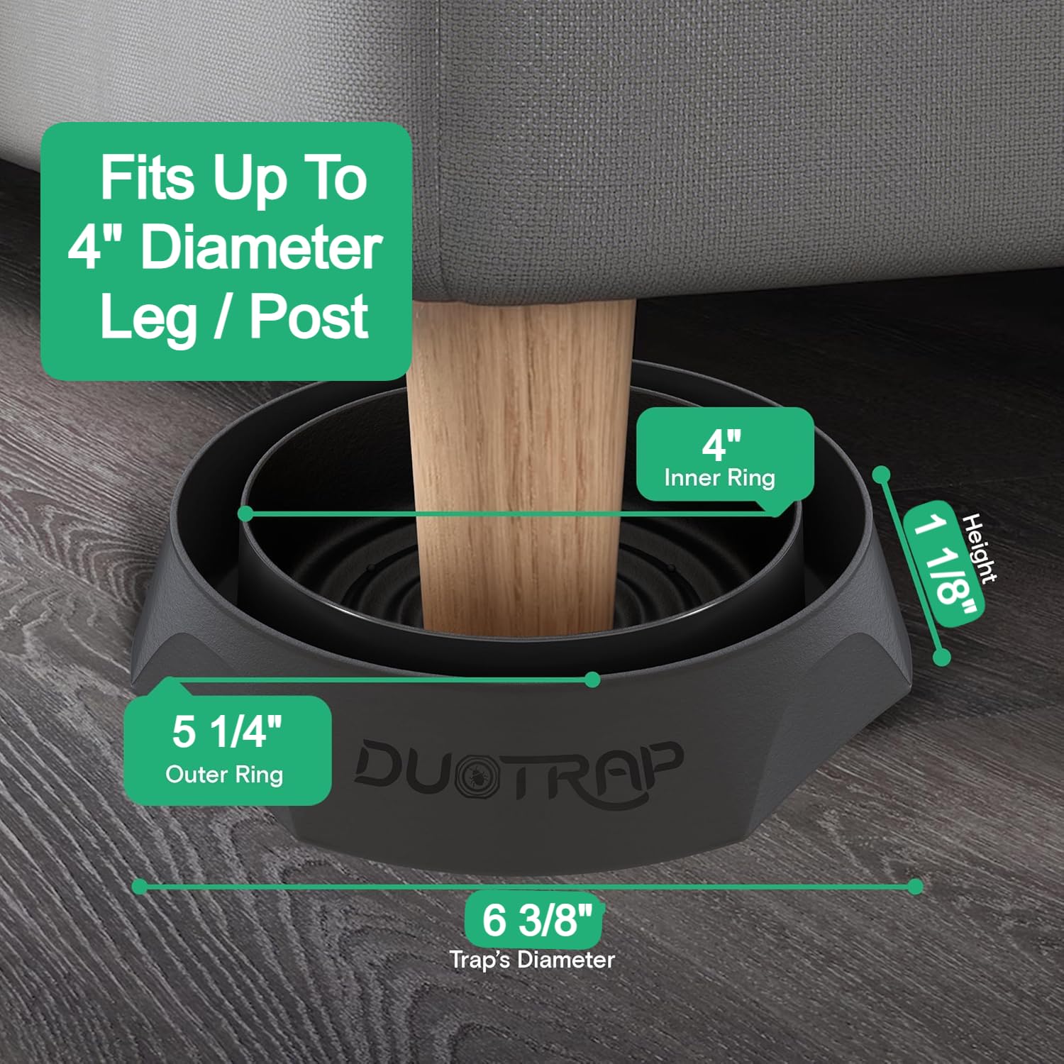 DUOTRAP bed bug interceptor discreet design suits hotels and dorm rooms